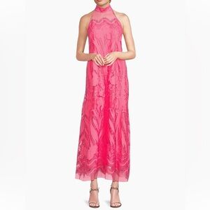 Ungaro Camila Mesh Lace Halter Maxi Dress Size Large NWT